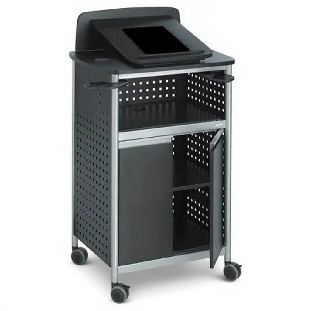 Scoot™ Multi-Purpose Lectern 8922BL - Studio white background [AI office context]