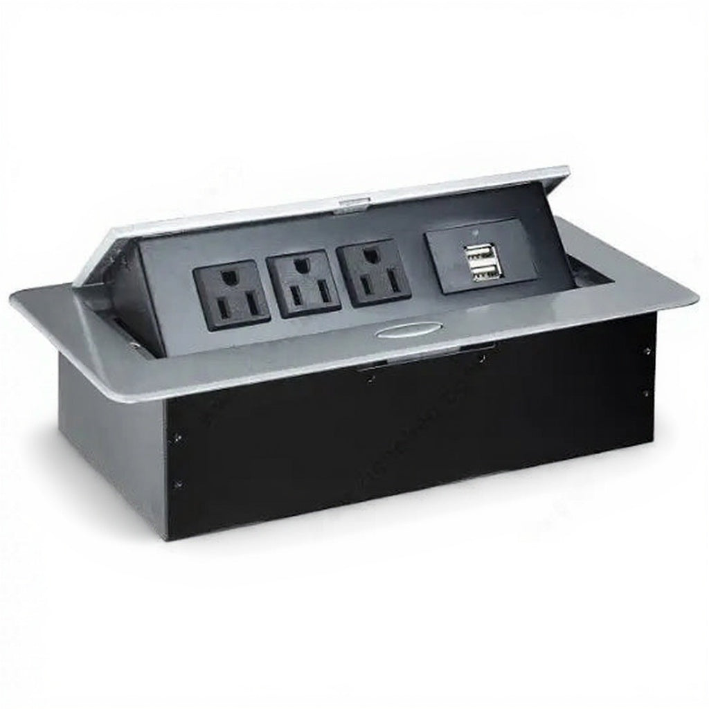 Power Station with 3 Outlets and 2 USB - Studio white background [AI office context]