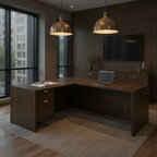 L-Shape Desk (8 Sizes & 9 Colour options) - Office context B [AI office context]