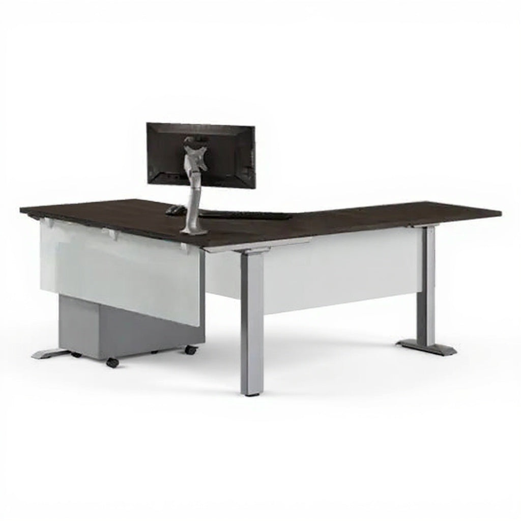 Height Adjustable L-Shape 71"x71" - Studio white background [AI office context]