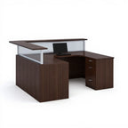 L-shape reception — 72" x 72" x 41" - Studio white background [AI office context]