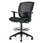 Ibex | Mesh Seat & Back Drafting Chair Stool - Studio white background [AI office context]