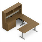 Management "u" shaped suite with 3-stage height adjustable table - Studio white background [AI office context]