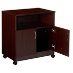 Mobile machine stand with shelf on wheels