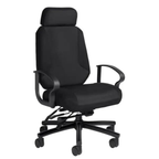 Global Robust high-back multi-tilter office chair with headrest, loop arms, and six-prong black base