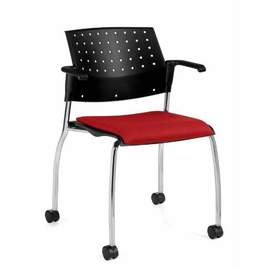 Sonic armchair, upholstered seat & polypropylene back, casters (6574) — 6574