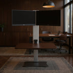 Electric Dual Monitor Height Adjustable Standing Desk Workstation DC450 - Office context B [AI office context]