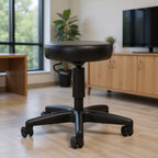File Buddy Swivel Stool Black Vinyl - Office context A [AI office context]