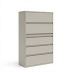 Lateral file (used) 5 drawer beige nevada — 5 drawer - Studio white background [AI office context]