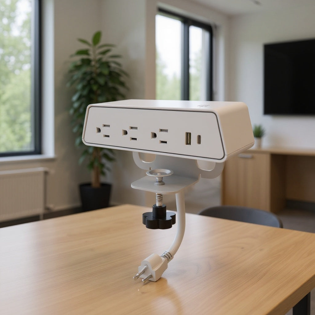 Charging station with a clamp - Office context A [AI office context]