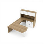 U-Shape D-Top Workstation - Studio white background [AI office context]