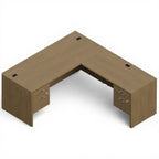 "L" Shaped Desk with Double Pedestals - 72"W x 78"D - Studio white background [AI office context]