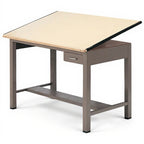 Ranger steel 4-post table 42”w x 30”d with drawer safco - Studio white background [AI office context]