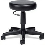File Buddy Swivel Stool Black Vinyl - Studio white background [AI office context]