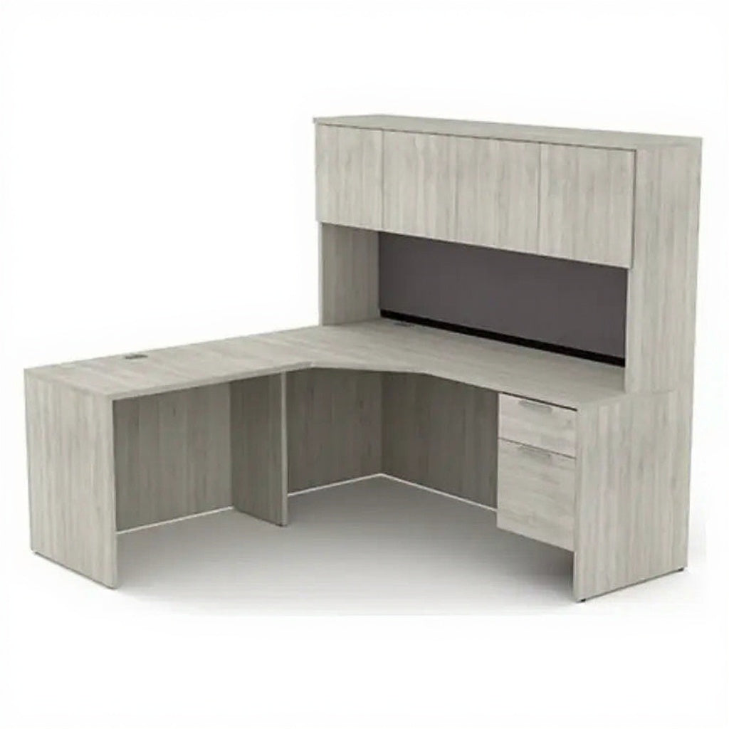 INNOVATIONS L-Shape Desk with Hutch - Studio white background [AI office context]