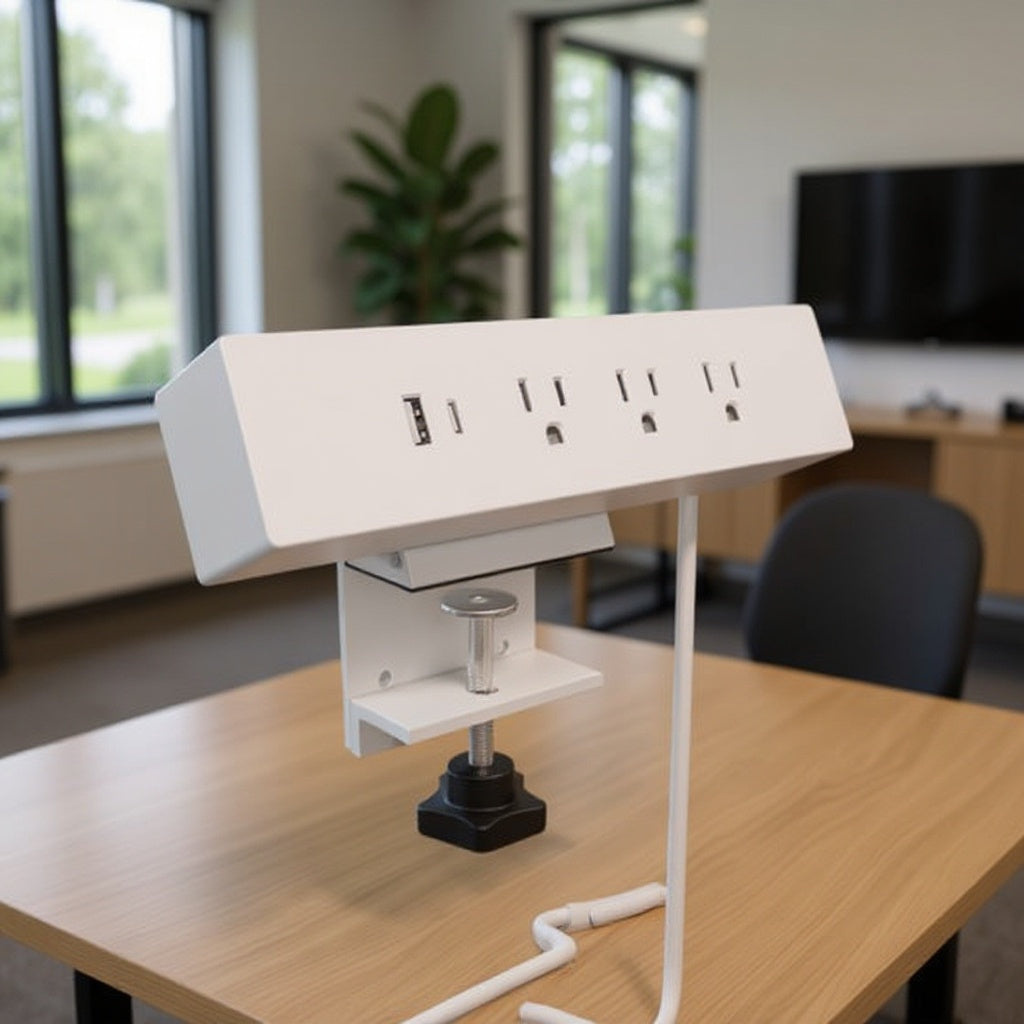 Clamp-On Power Bar and USB Charging Station - Office context A [AI office context]